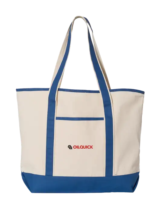 Natural/Royal Large Canvas Deluxe Tote w/OilQuick Logo