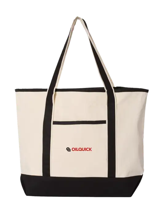 Natural/Black Large Canvas Deluxe Tote w/OilQuick Logo