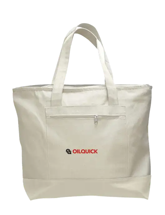 Natural Zippered Tote  w/OilQuick Logo