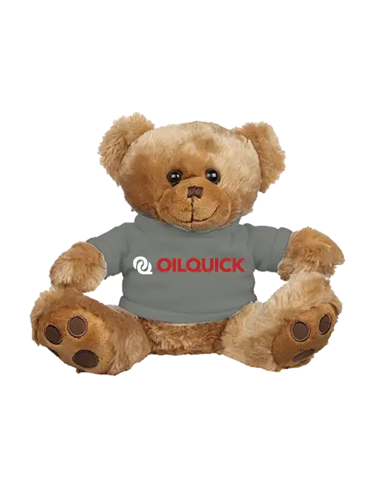 8 1/2 Cuddly Brown Bear With Heather Grey T-Shirt w/OilQuick Logo