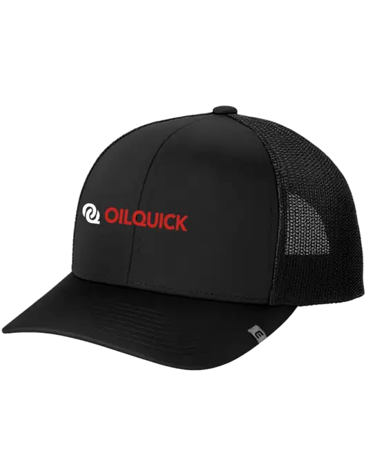 TravisMathew Black Cruz Trucker Cap w/OilQuick Logo