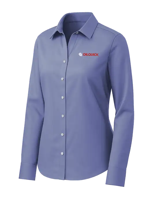 Brooks Brothers Womens Royal Blue Wrinkle-Free Stretch Pinpoint Shirt w/OilQuick Logo