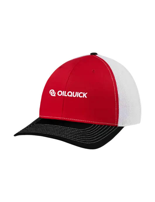 Richardson Adjustable Snapback Original 112 Trucker Cap Black/Red/White Mesh w/OilQuick Logo