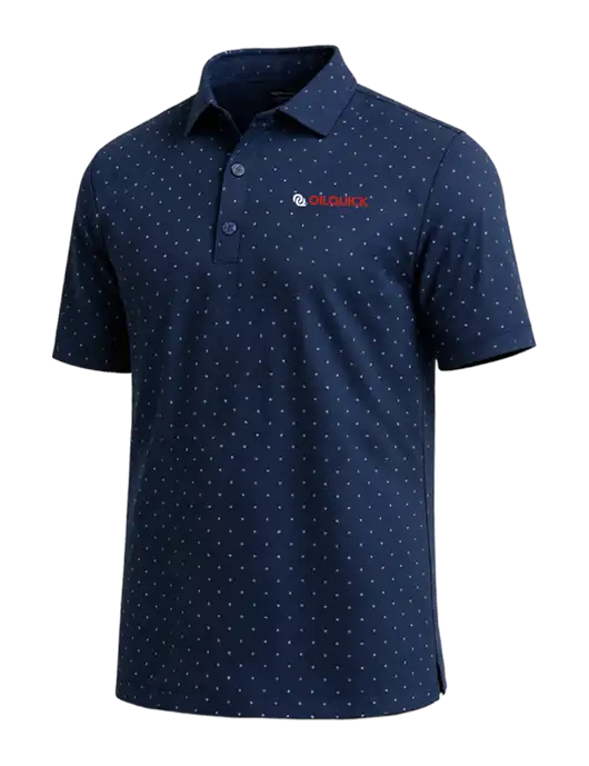 Callaway Micro Chev Dark Navy Print Polo w/OilQuick Logo