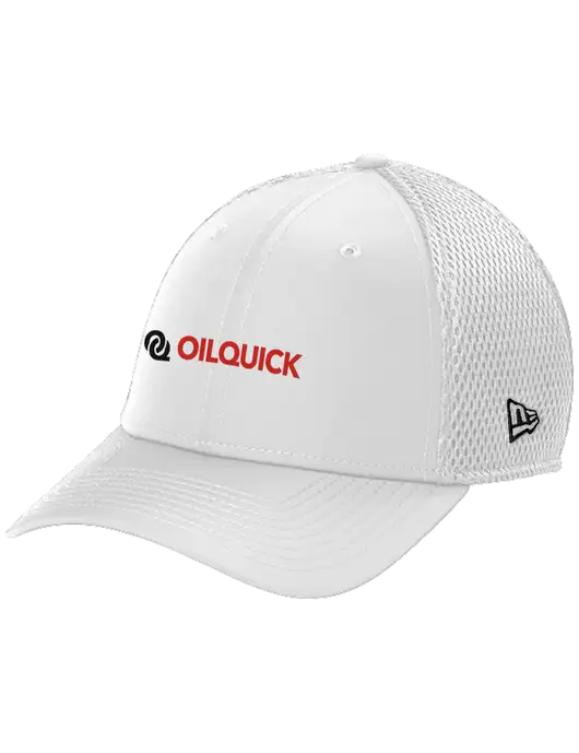 New Era 39THIRTY Performance Stretch White Mesh Cap w/OilQuick Logo