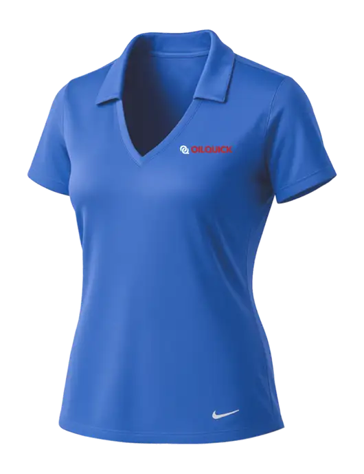 NIKE Light Royal Womens Dri-Fit Vertical Mesh Polo w/OilQuick Logo