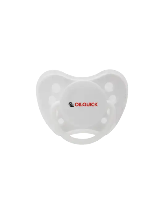 Silicone White Pacifier with Clear Cover w/OilQuick Logo