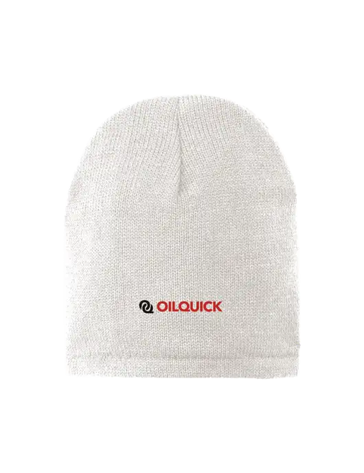 White Fleece-Lined Beanie Cap w/OilQuick Logo