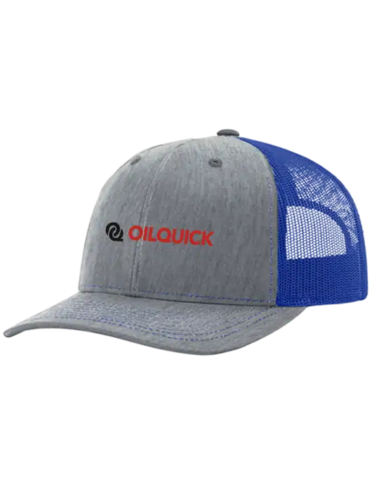 Richardson Adjustable Snapback Original 112 Trucker Cap Heather Light Grey w/Royal Mesh w/OilQuick Logo