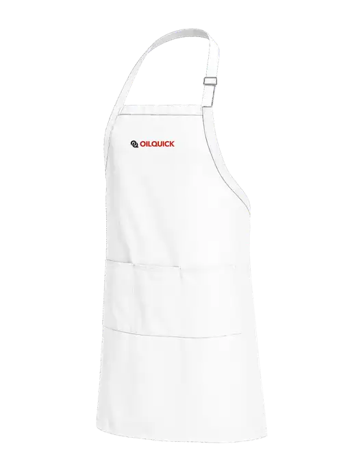 Easy Care Extra Long Bib White Apron with Stain Release w/OilQuick Logo