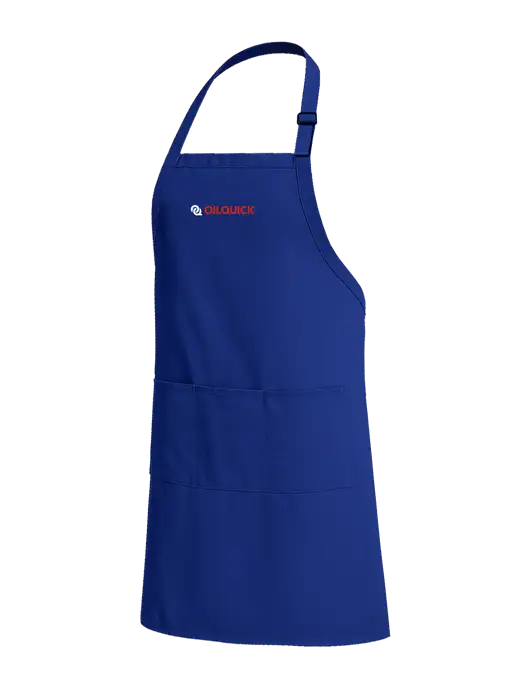 Easy Care Extra Long Bib Dark Royal Apron with Stain Release w/OilQuick Logo
