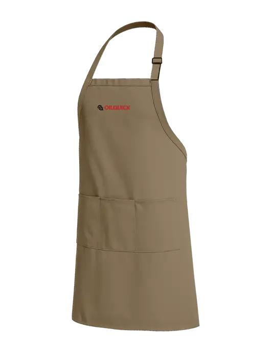 Easy Care Extra Long Bib Dark Tan Apron with Stain Release w/OilQuick Logo
