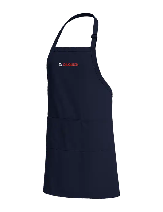 Easy Care Extra Long Bib Navy Apron with Stain Release w/OilQuick Logo