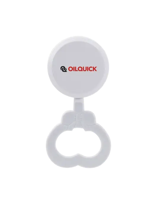 White Baby Rattle w/OilQuick Logo