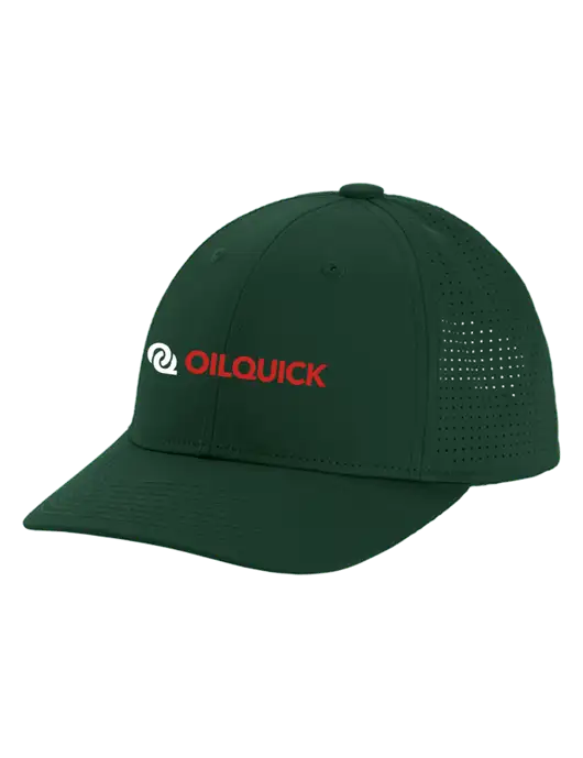 Pro-Cut Structured Snapback with Pinhole Mesh Dark Green Cap w/OilQuick Logo