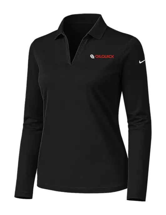 Nike Womens Black Dri-FIT Micro Pique 2.0 Long Sleeve Polo w/OilQuick Logo