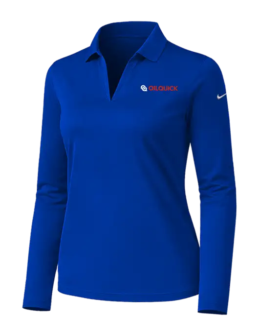 Nike Womens Dark Royal Dri-FIT Micro Pique 2.0 Long Sleeve Polo w/OilQuick Logo