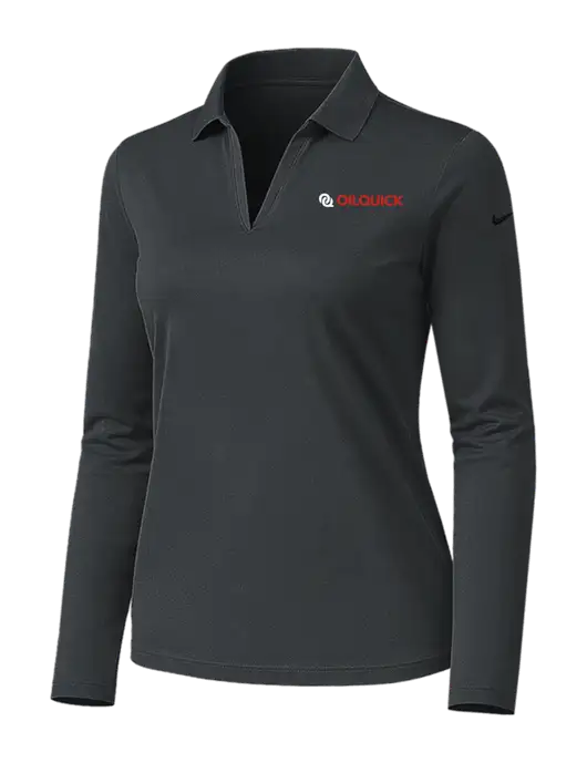 Nike Womens Dark Grey Dri-FIT Micro Pique 2.0 Long Sleeve Polo w/OilQuick Logo