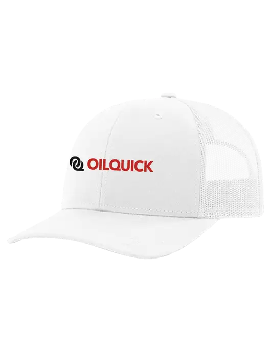 Richardson 112+ R-Flex White Trucker Cap w/White Mesh w/OilQuick Logo