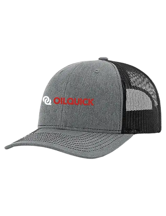 Richardson 112+ R-Flex Medium Grey Heather Trucker Cap w/Black Mesh w/OilQuick Logo
