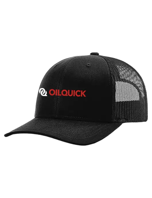 Richardson 112+ R-Flex Black Trucker Cap w/Black Mesh w/OilQuick Logo