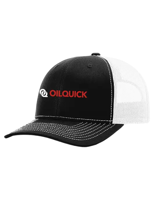 Richardson 112+ R-Flex Black Trucker Cap w/White Mesh w/OilQuick Logo
